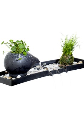 客厅古法缸生态缸养鱼造景鱼缸水循环流水水景全餐