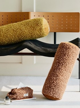 ool 创意圆柱形长条抱枕  中古风客厅沙发腰靠 样板房靠枕