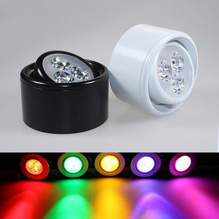 超薄LED明装彩色小W度吸顶免孔背景墙壁灯天筒灯