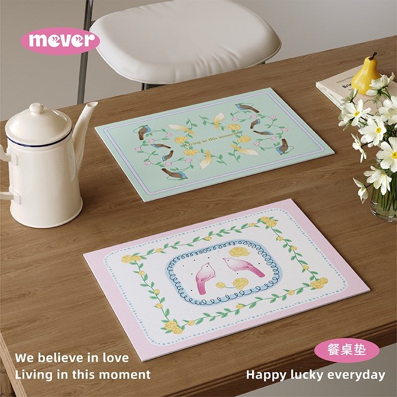 法式鸟复古高级感皮革餐垫防水防油免洗杯垫家用餐桌垫隔热垫子,居家布艺,餐垫,淘宝优惠券,粉丝福利购,淘宝优惠卷