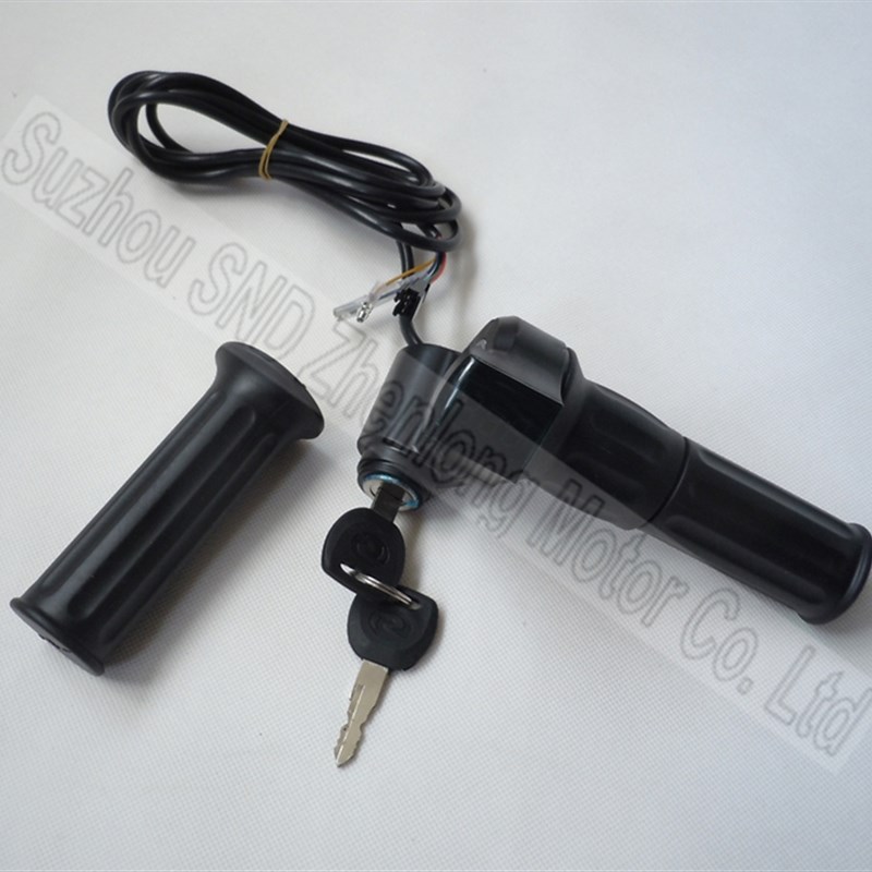 电动车电量显示转把 LED数字显示车调速器 带钥匙关转把