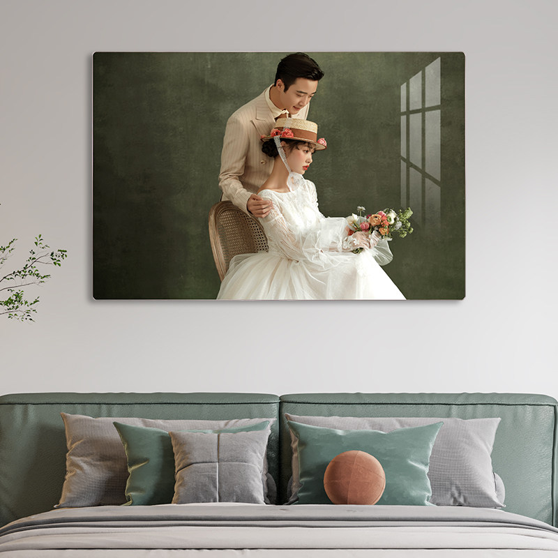 定制婚纱照无边框水晶相框床头放大挂墙全家福结婚照片打印加制作