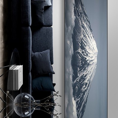 雪山客厅沙发背景墙装饰画长横幅床头挂画雪山超大风景画高画