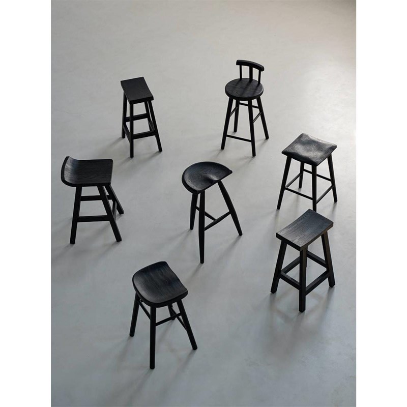 侘寂风黑色实木岛台椅子碳化白蜡木吧台凳现代家用阳台高脚椅
