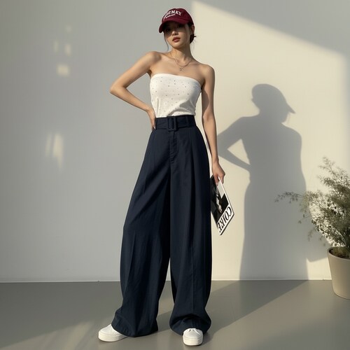 KJXV2026夏季新款时尚街头风小众潮流女宽松显身材弯刀裤阔腿裤