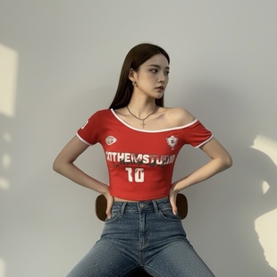 KJXV2026夏季新款时尚街头风小众潮流女百搭撞色印花短袖个性T恤