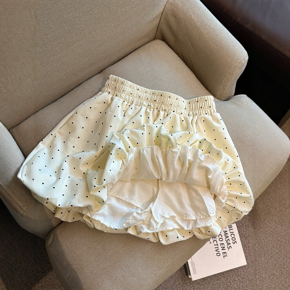 甜美波点花苞半身裙女夏季超好看肌理感蓬蓬裙防走光内衬灯笼短裙