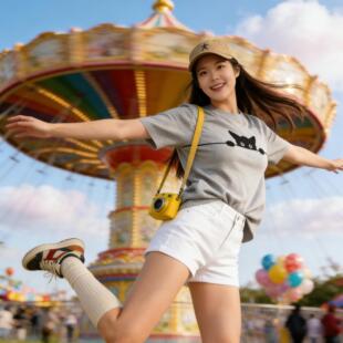 300斤宽松胖MM春夏薄针织女显瘦猫咪圆领短袖 大码 减龄 喵境