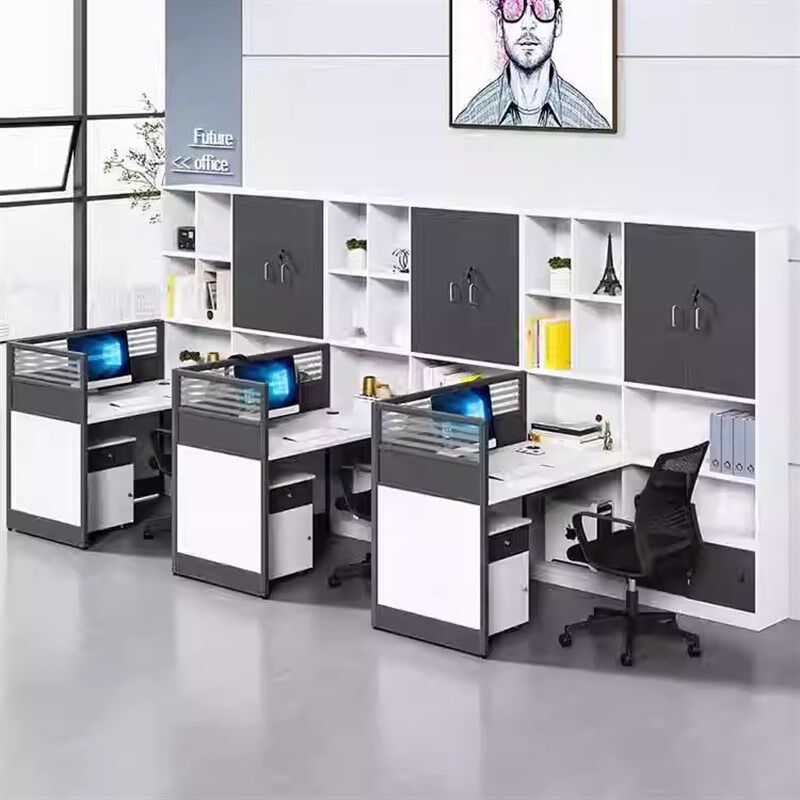 卡座办公桌高柜人面对面员工财务桌财务室屏风工位办公桌椅