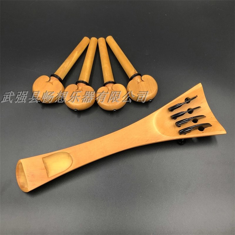 黄杨木镶嵌黑圈大提琴琴轴 弦轴 弦钮+拉弦板 大提琴