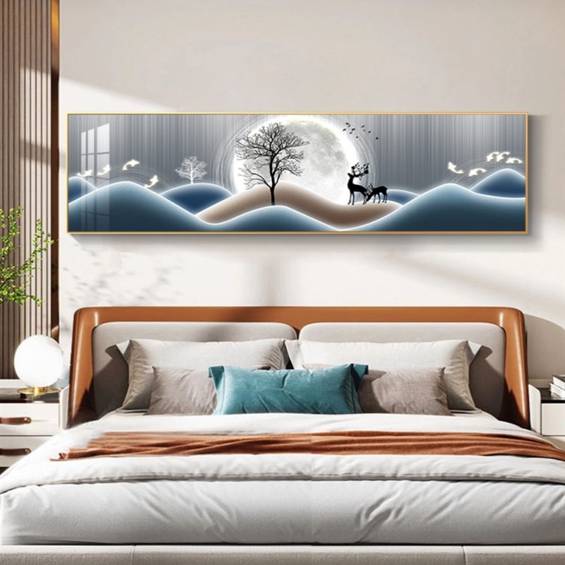 卧室装饰画床头挂画温馨福鹿客厅主卧墙画现代简约房间背景墙壁画图片
