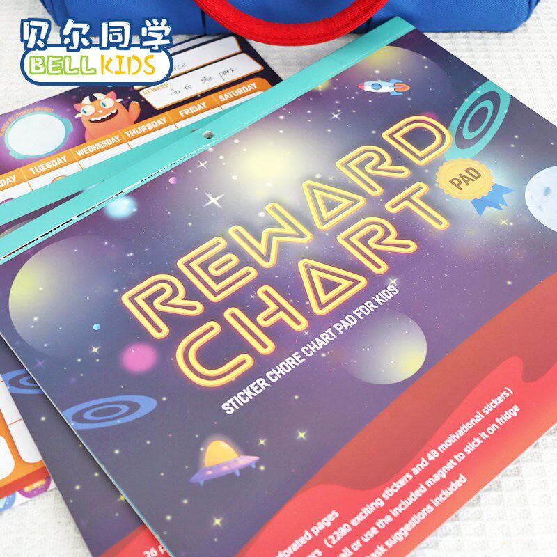英文习惯养成记录表儿童贴纸自律表计划表墙贴家庭奖励积分表
