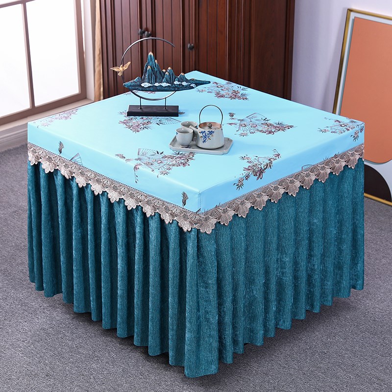 欧式桌罩防水防油耐脏夏季烤火桌罩雪尼尔布正方形电炉罩烤火炉罩