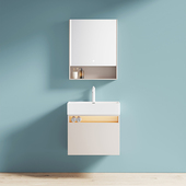 小户型陶瓷一体盆台面浴室极窄边柜洗脸盆柜智能浴室柜