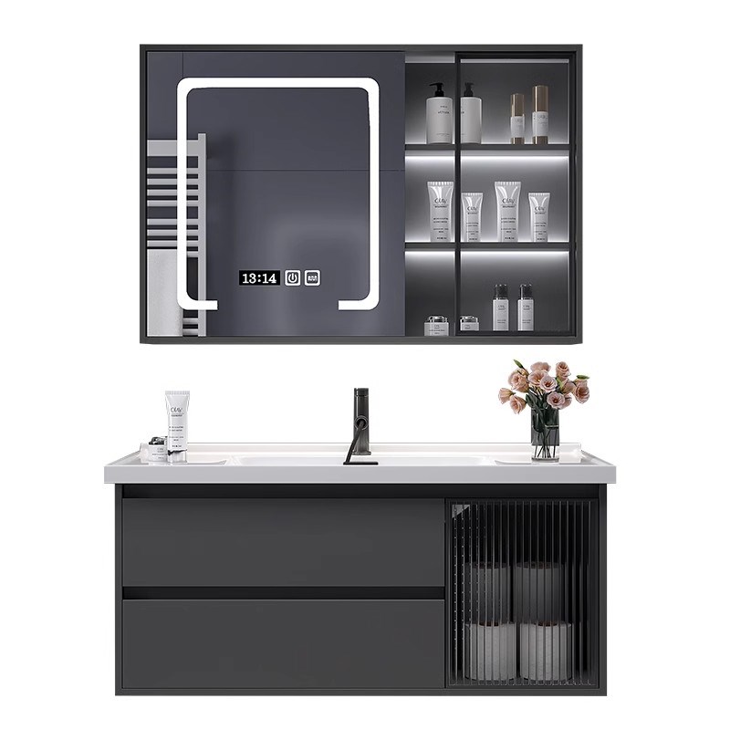 实木小户型浴室柜陶瓷一体盆卫生间洗脸洗手盆洗漱台镜柜