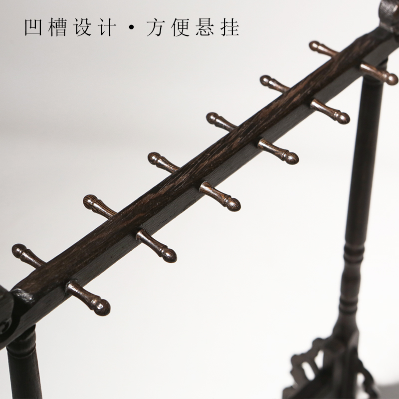 鸡翅木中式毛笔笔挂龙头笔架复古文房四宝展示架书法摆件创意