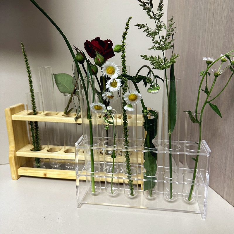 试管架 插花架 木质试管架 干花存放瓶 玻璃管
