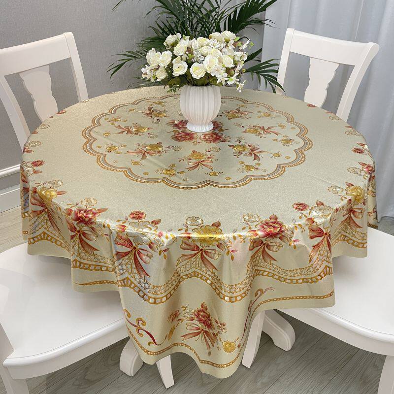 圆形桌布防水防油C免洗加厚大圆桌餐桌布喜庆酒店饭店家用桌布