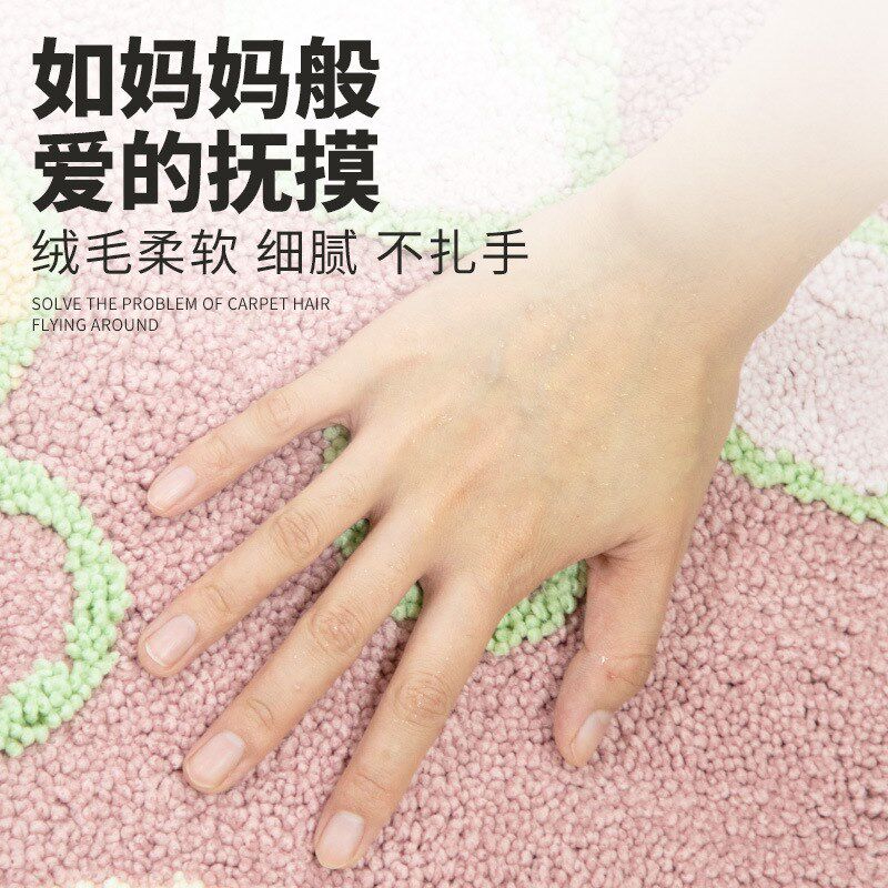 惠多家居地垫吸水卡通卧室地垫圆形植绒地毯防滑床边垫浴室家用