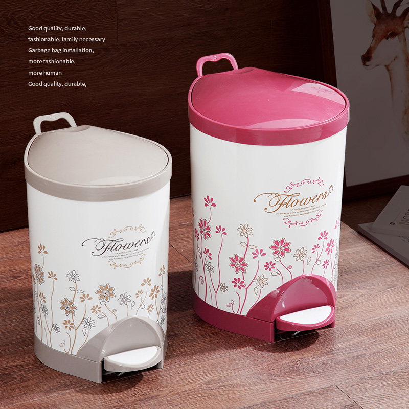 印脚踏垃圾桶家用客厅卧室欧式静音有盖办公室塑料卫生桶,家庭/个人清洁工具,垃圾桶,淘宝优惠券,粉丝福利购,淘宝优惠卷