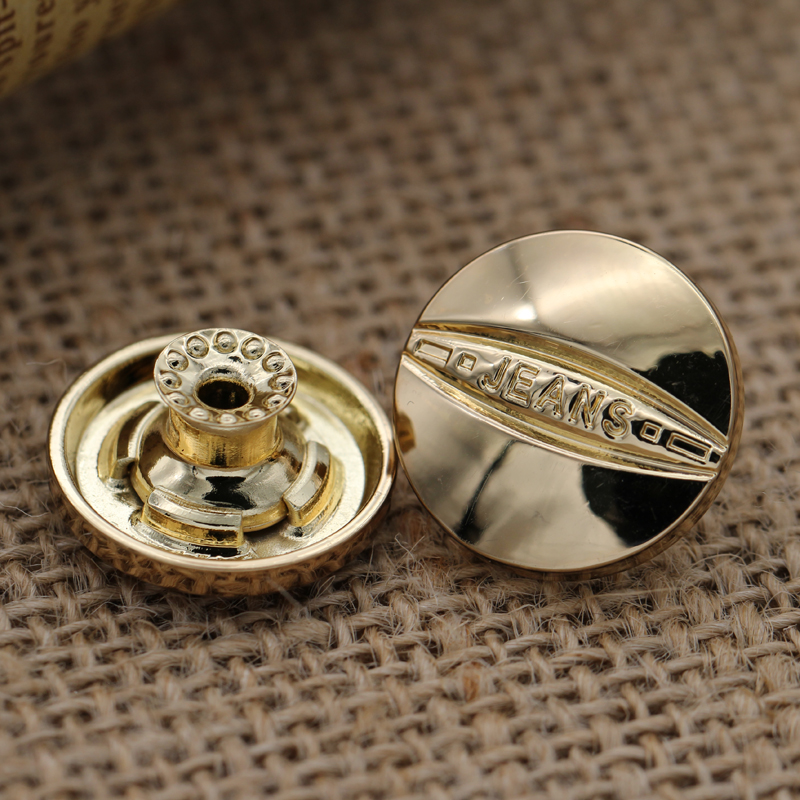 高档20mm牛仔半身裙纽扣子钉固定金属收腰百搭免缝摇头工字扣