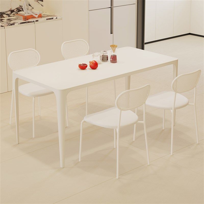 奶油风岩板餐桌现代小户型家用饭桌铝合金长方形餐桌椅子,住宅家具,岩板餐桌,淘宝优惠券,粉丝福利购,淘宝优惠卷