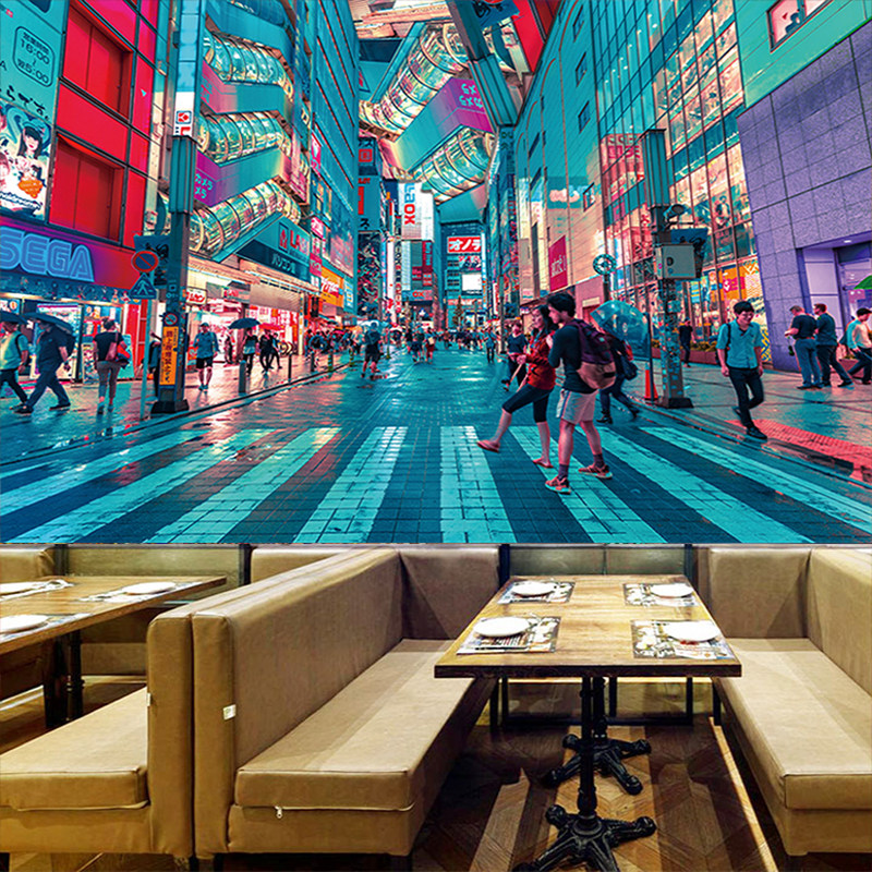 怀旧街景自粘壁纸城市建筑画港风墙茶咖啡店纸复古壁纸,家居饰品,软装墙贴,淘宝优惠券,粉丝福利购,淘宝优惠卷