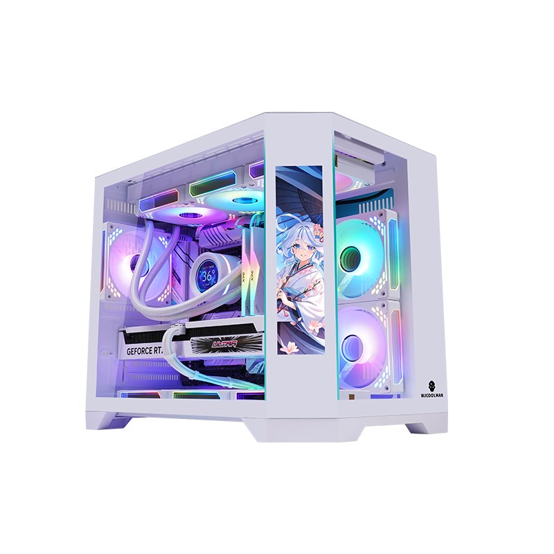 玩嘉梦想家屏显版电脑机箱台式机M-TX板全景鱼缸海景房0水冷