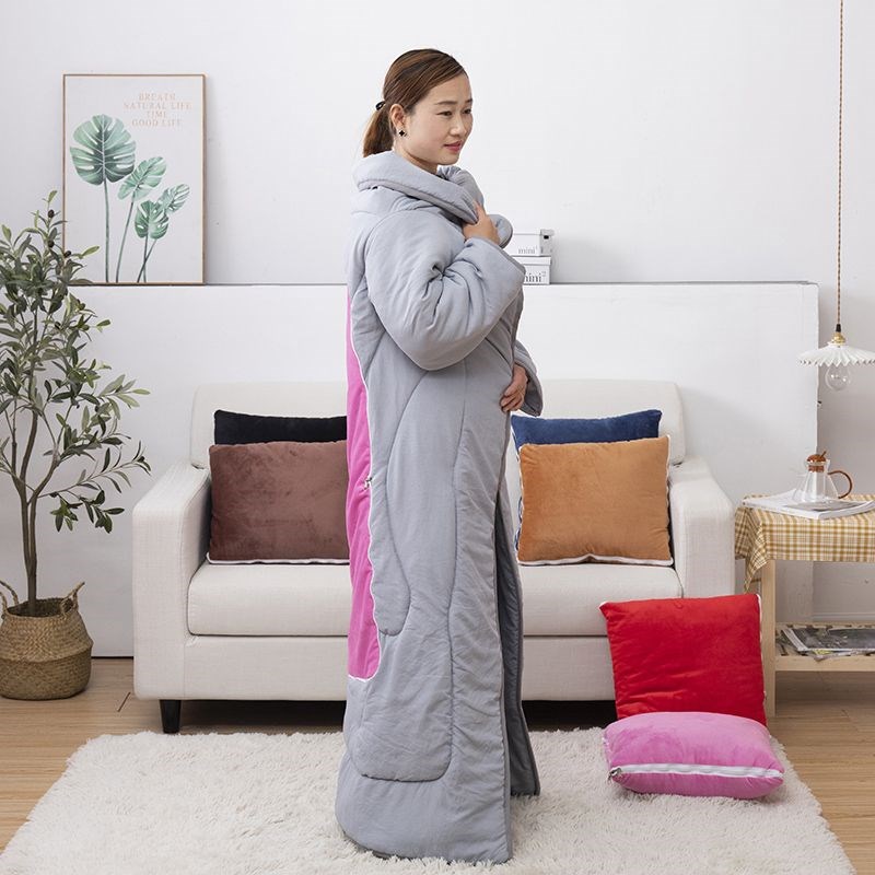 车载两用抱枕被可穿戴带袖子懒人被可折叠汽车空调被二合一腰靠垫