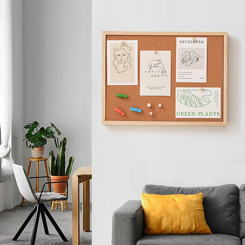 实木软木板装饰照片墙背景板留言便利贴记事板相框墙图电表箱遮挡