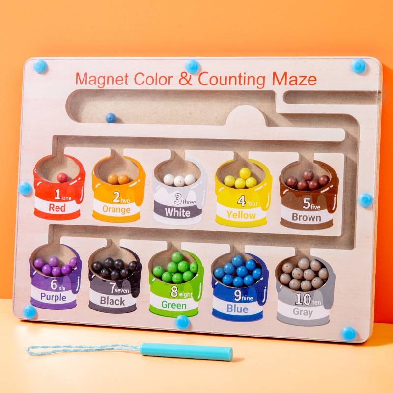 磁性走珠迷宫儿童磁力滚珠吸铁早教益智力逻辑思维游戏-岁