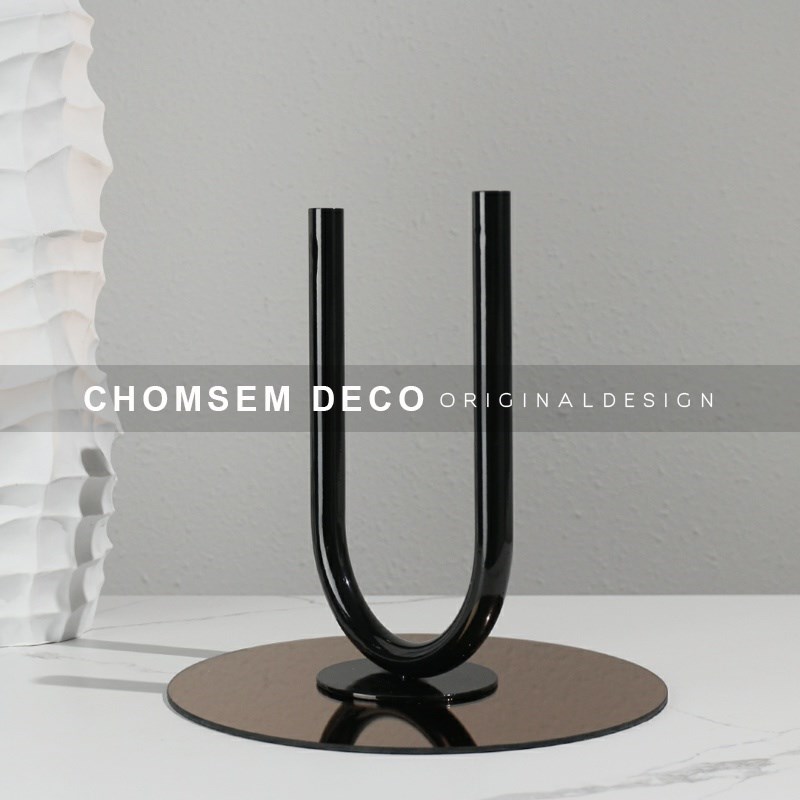 从上现代U形金属烛台样板间客厅茶几桌面蜡烛软装饰