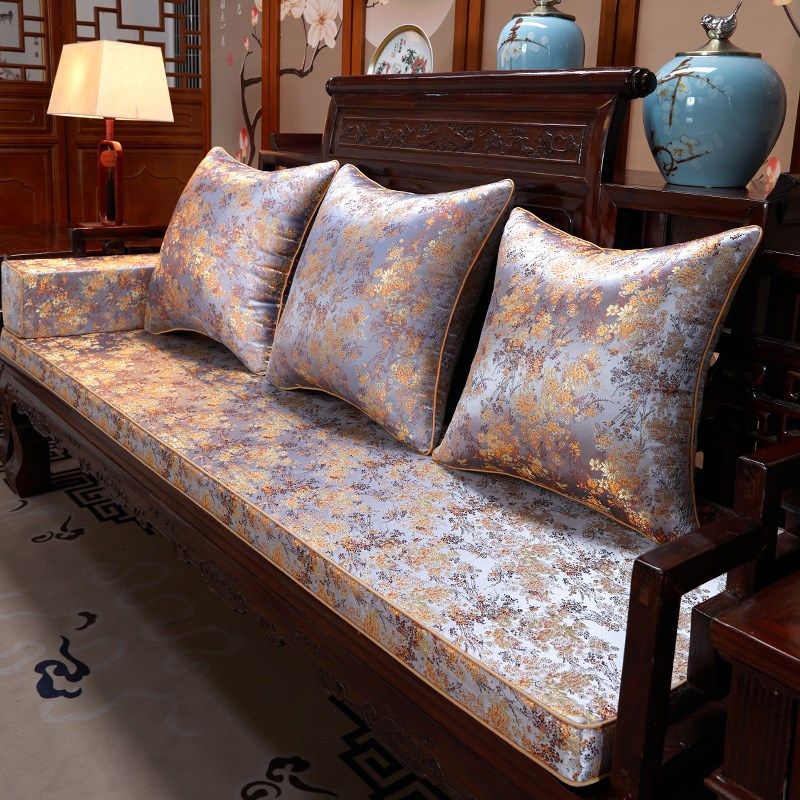 中式红木沙发坐垫实木家具沙发垫子防滑罩罗汉床塌靠背高端定制
