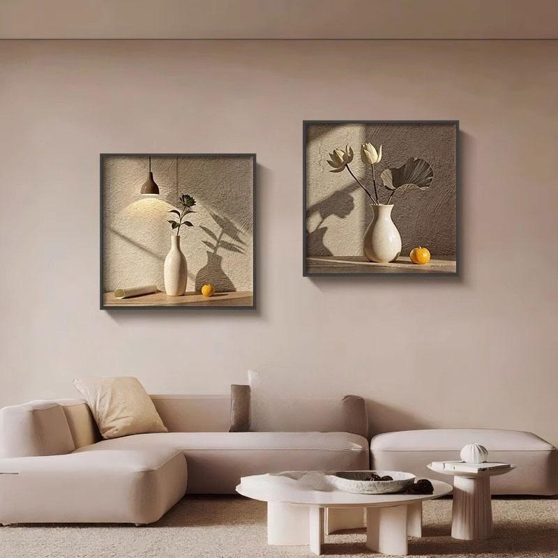 事事如意柿子画餐厅方形装饰画抽象艺术花瓶餐桌边挂画客厅墙壁画