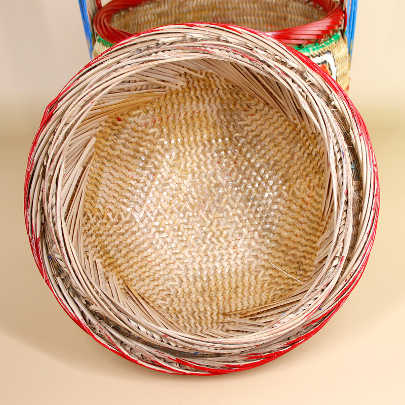 潮汕婚嫁娶结婚喜庆用品竹制品纯手工彩绘花篮潮州竹艺迷你竹篮子