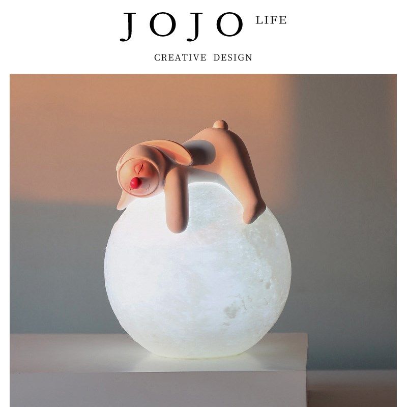 JOJO L. D.ll.创意爱充电小夜灯树脂月球床头灯 兔球,家居饰品,装饰摆件,淘宝优惠券,粉丝福利购,淘宝优惠卷