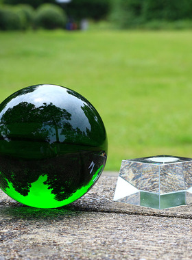 绿色水晶球珍藏饰品绿幽灵门店客厅隔断玄关摆放办公桌家居
