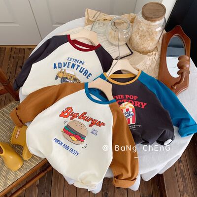 儿童T恤邦诚2025秋款男女童卡通印花套头衫童装插肩袖上衣潮G0056