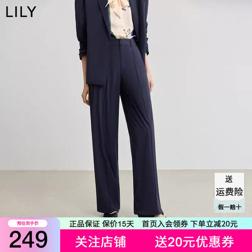 【商场同款】LILY2026秋新款复古垂感休闲松紧腰通勤直筒裤女西裤