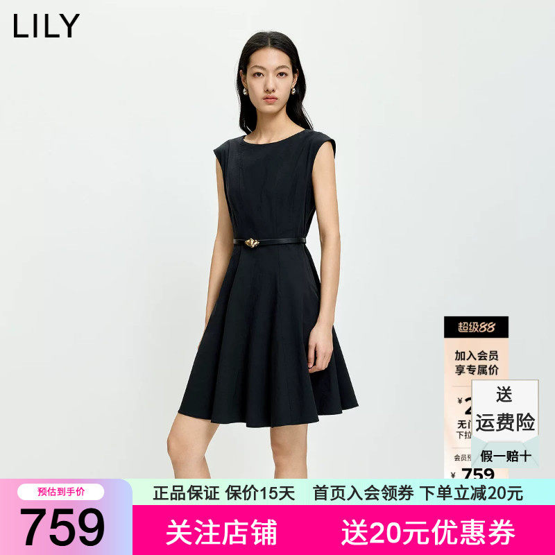 【轻塑连衣裙】商场同款LILY2026夏新款含亚麻鱼骨收腰通勤裙子女