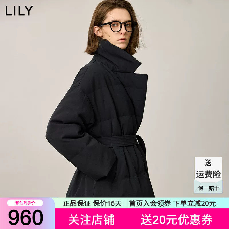 LILY2026冬新款都市气质通勤90鸭绒西装式羽绒服外套女短款小个子
