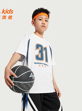 安踏儿童短袖速干衣男童篮球服2026新款夏季大童透气宽松运动T恤