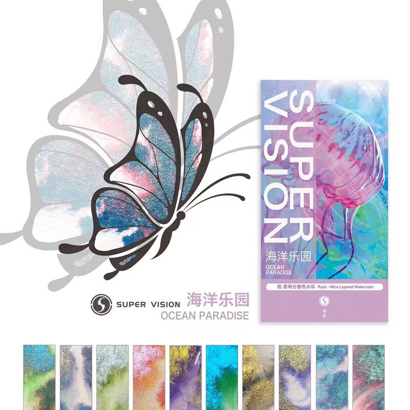 视爵云母变色龙分层色手绘美甲珠光水彩颜料分装珠光带闪娃娃上色