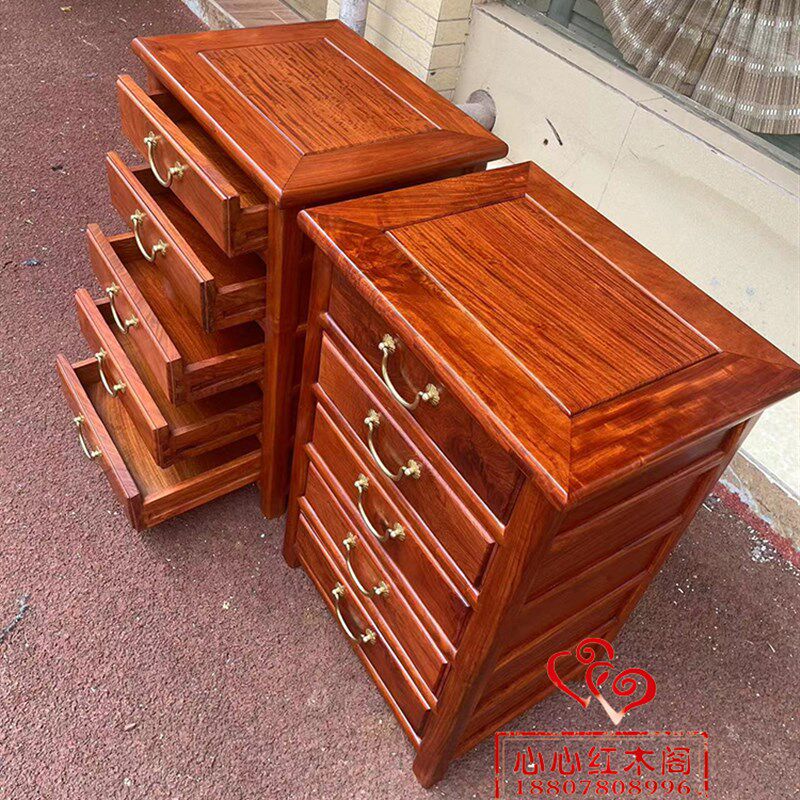 缅甸花梨大果紫檀中式五斗柜红木家具床头柜 收纳柜榫卯 卧室斗柜