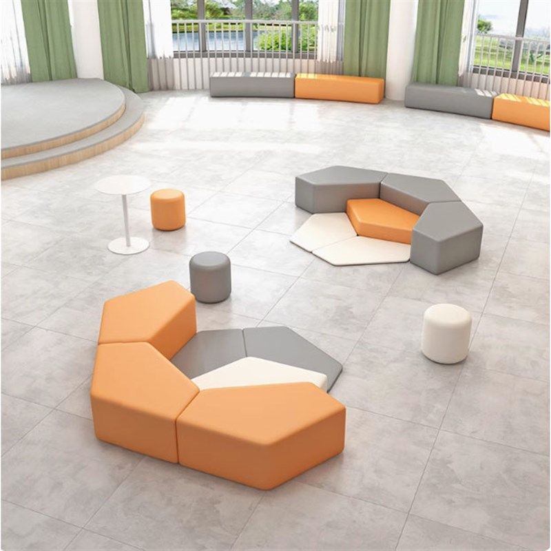 早教中心培训班机构家长休息区现代创意异形休闲办公沙发