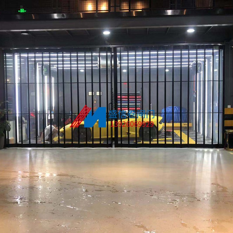 汽车美容无尘车间隔断门铝合金推拉门折叠门无下轨透明隐形移门