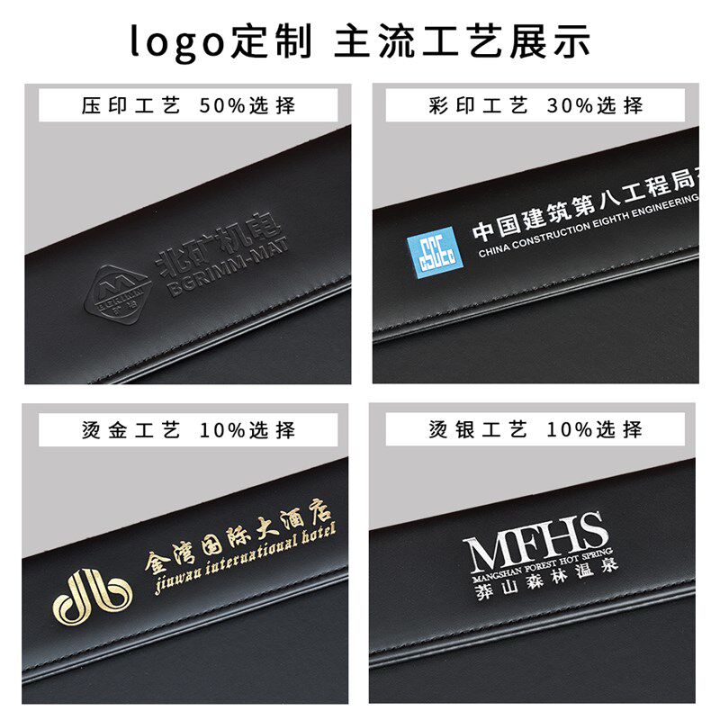 皮革会议垫板夹酒店商务办公签字文件夹板会议室写字板垫杯垫黑色