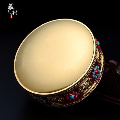 藏村曼扎盘合金八吉祥雕七宝修盘供修曼茶罗曼达盘金色中号
