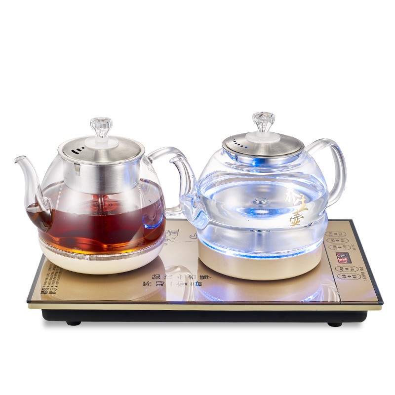 全自动底部上水蒸汽煮茶器玻璃烧水壶黑茶普洱电热茶炉台式消毒锅