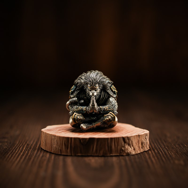 乐阳 款MC悟空摆件喷蜡铸造青铜精工 高温热着色 茶宠 手把件